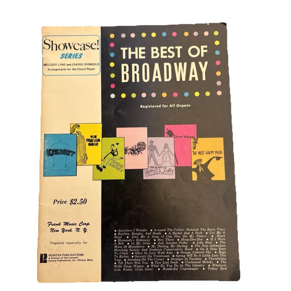 1965 Pointer System The Best of Broadway Showcase Series Organ Songbook